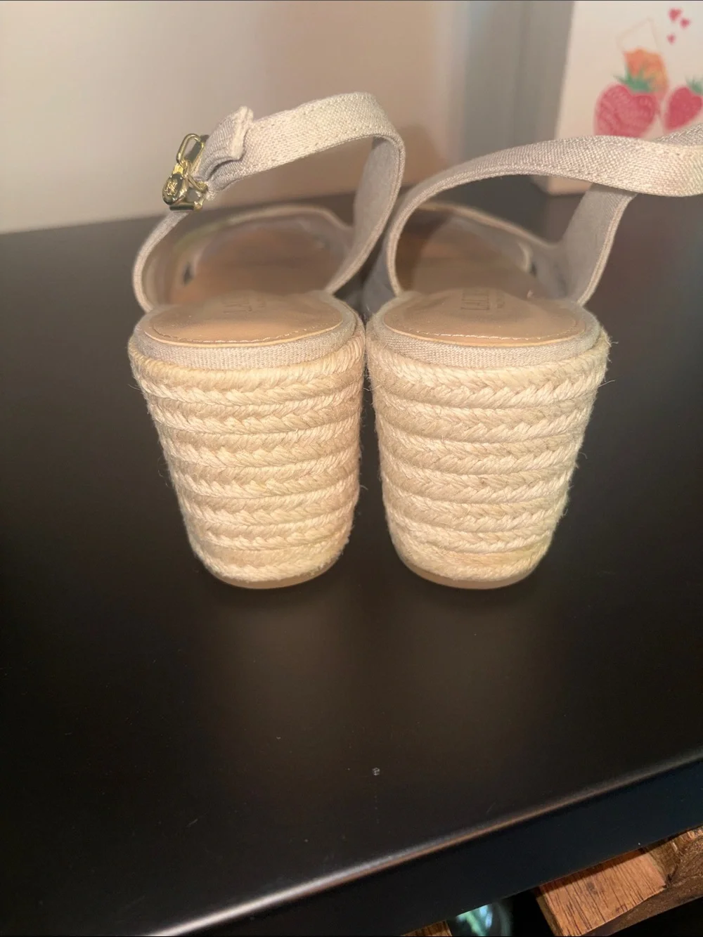 Lauren Ralph Lauren Neutral Canvas Espadrille Wedge Sandals